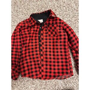 Craft + Flow Boys Red Black Buffalo Plaid Button-Down Shirt Size 6